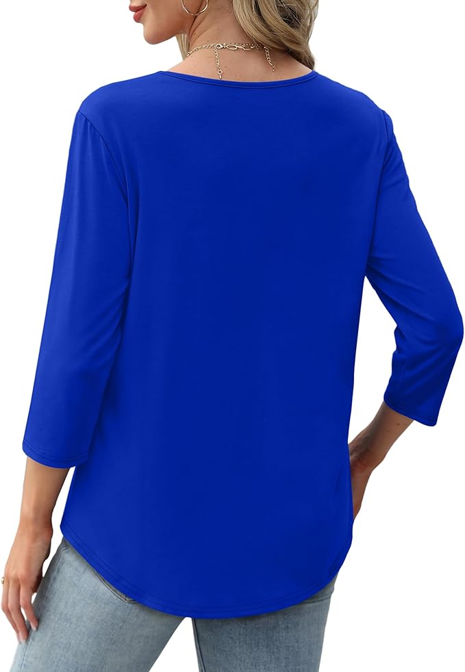 Structured 3/4 Sleeve Blouse for Women | Versatile Office Top
