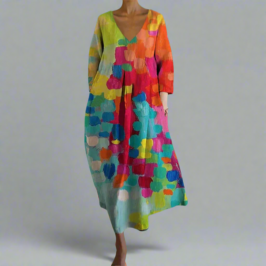 Artistic Bohemian Colorful Maxi Dress for Women