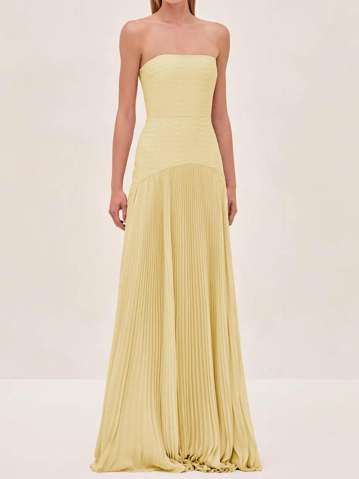 Ruby Strapless Pleated Maxi Dress for Women