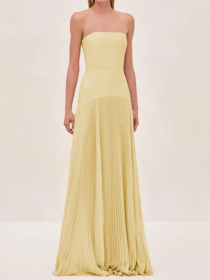 Ruby Strapless Pleated Maxi Dress for Women