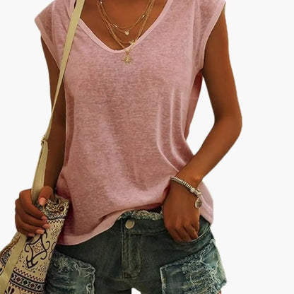 Relaxed Everyday V Neck Sleeveless Top for Women