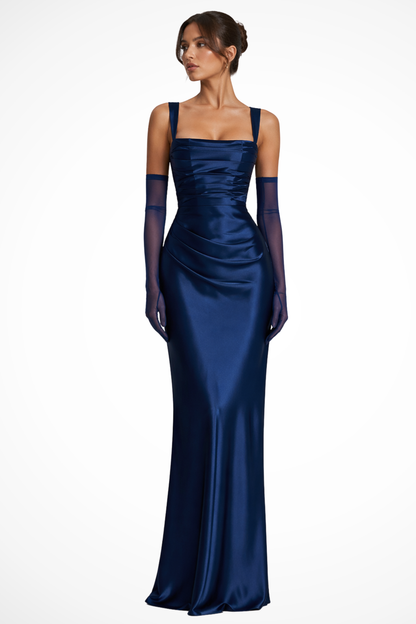 Evening Maxi Dress Gown for Women with Chic Scarf Detail