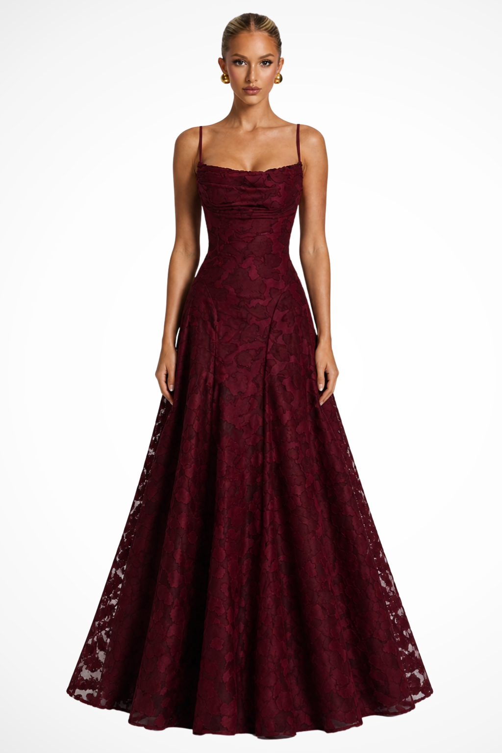 Women’s Floral Lace Mermaid Maxi Dress for Formal Occasions