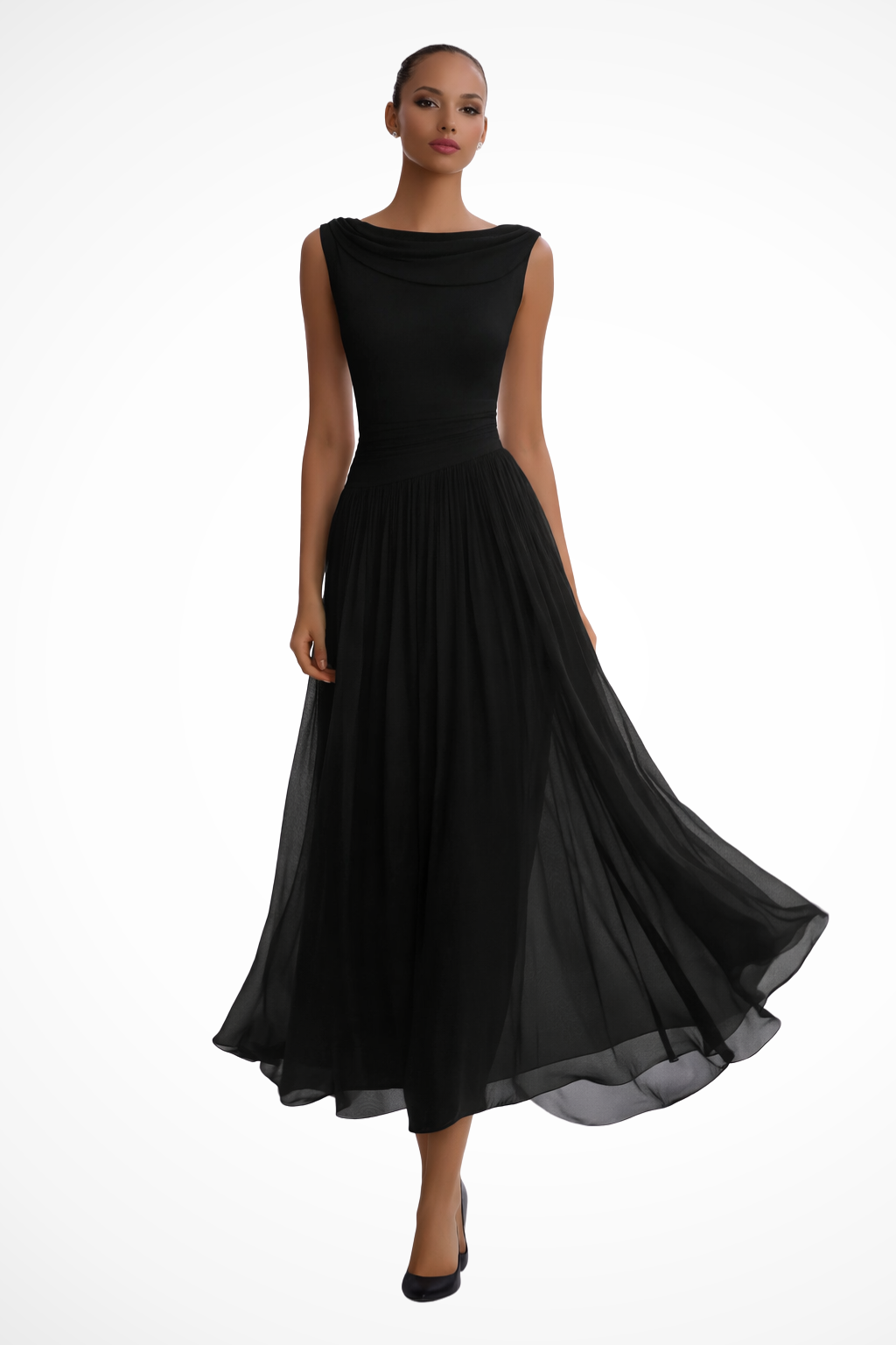 Sleeveless Midi Dress for Women with Flowing A-Line Silhouette