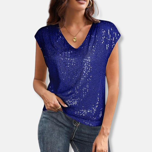 Women’s Sequin V-Neck Party Top