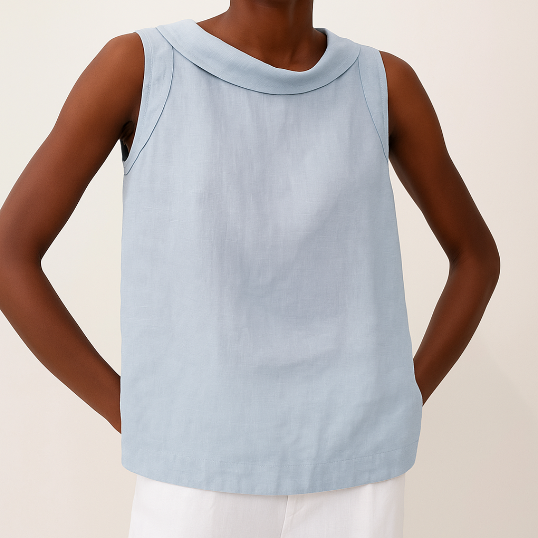 Elegant Sleeveless Top Roll Collar