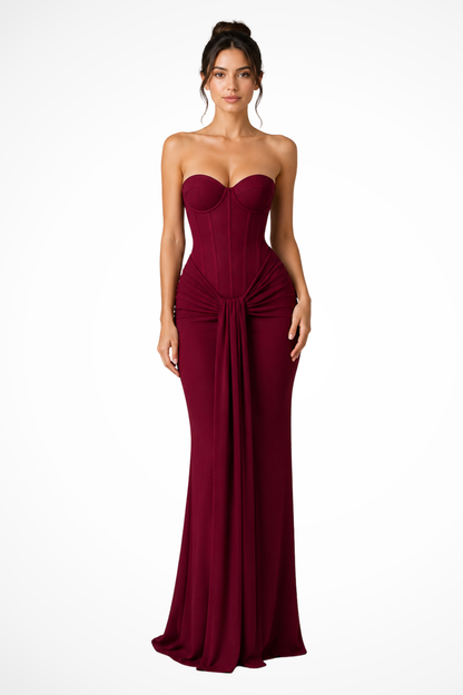 Women’s Sweetheart Neck Mermaid Gown with Draped Corset Bodice