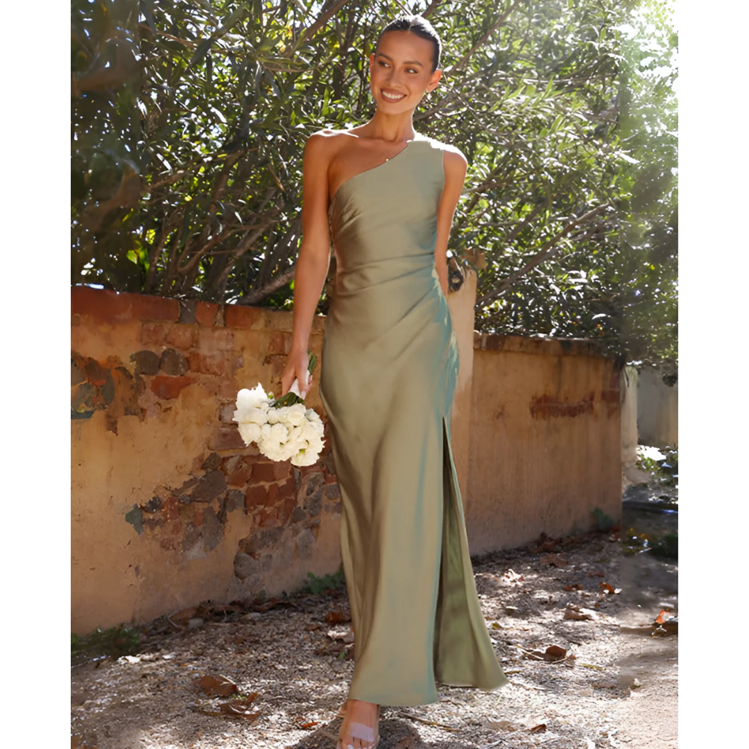 Chic One-Shoulder Maxi Dress with Side Slit