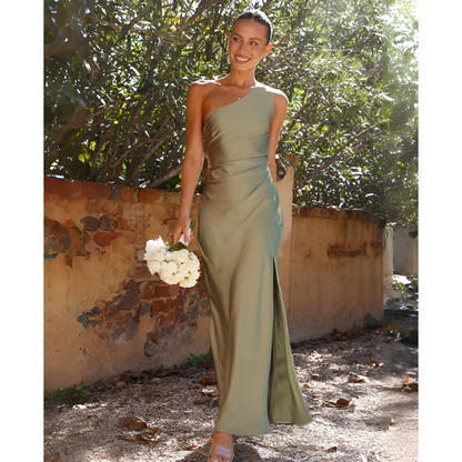 Chic One-Shoulder Maxi Dress with Side Slit