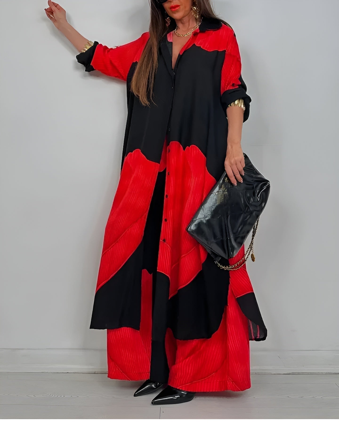 Bohemian Colorblock Wide-Leg Two-Piece Set for Women