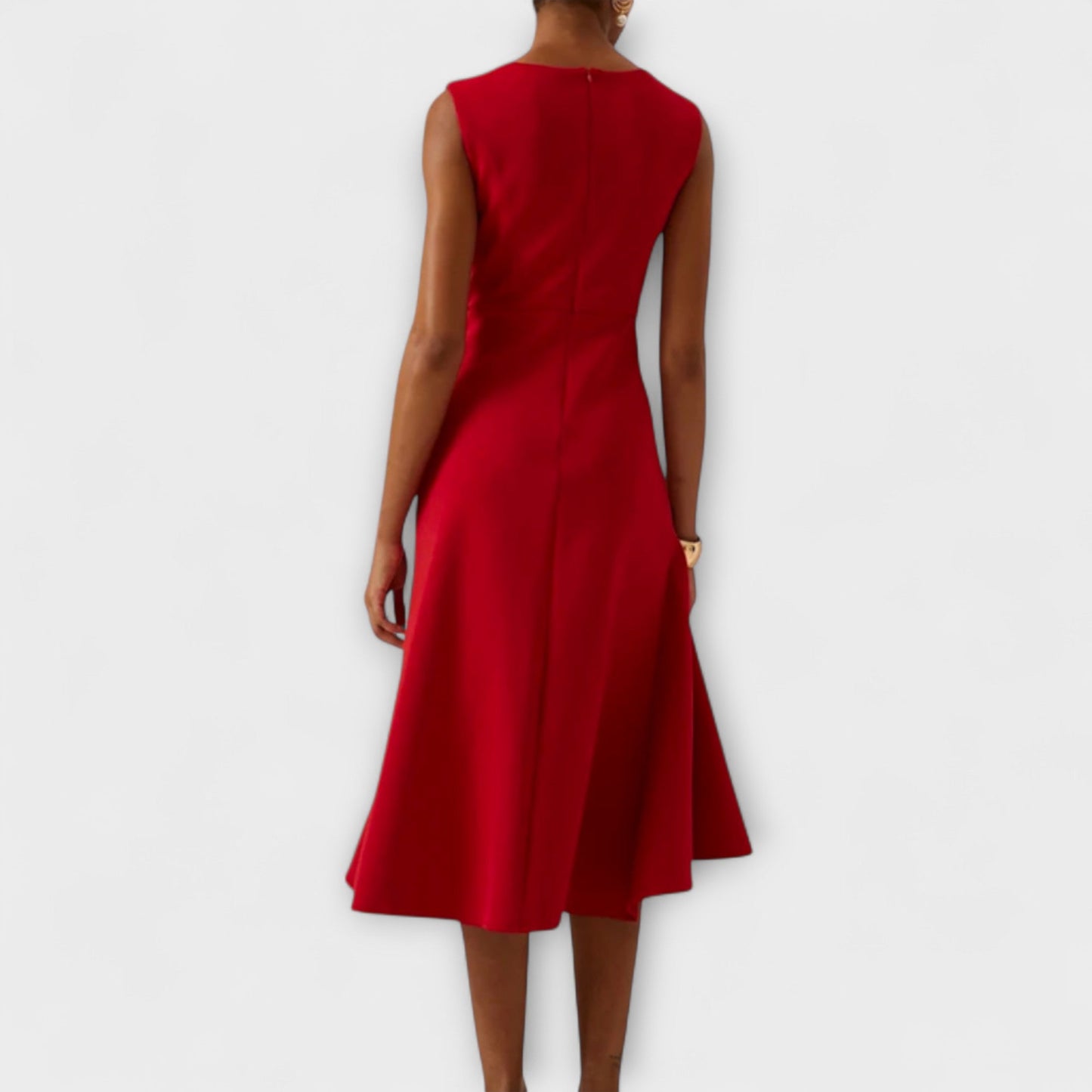 Elegant Asymmetric Midi Dress Draped
