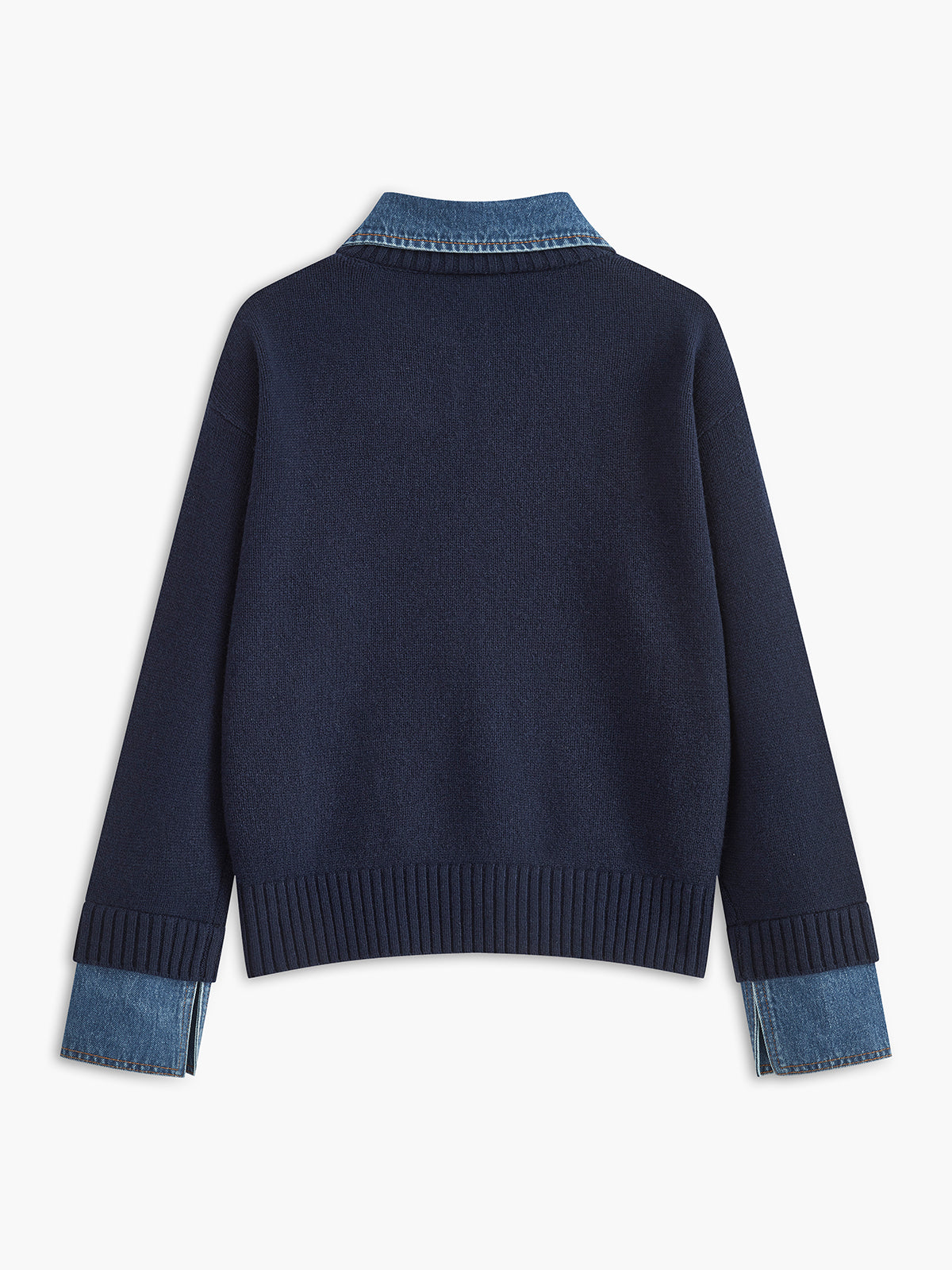 Women's 2-in-1 Panel Lapel Knit Sweater, Casual Elegant