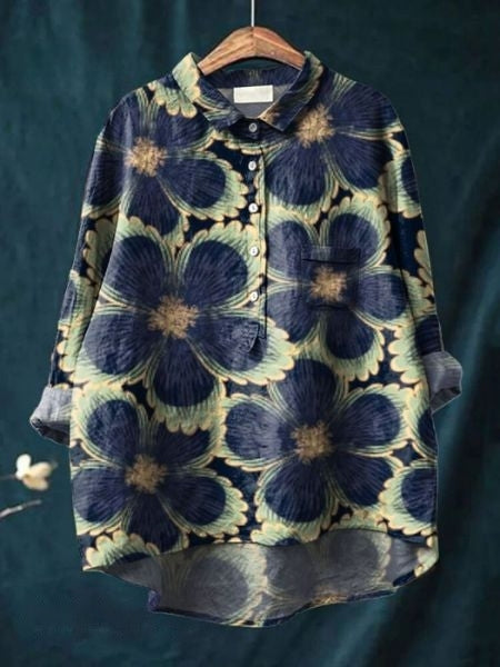 Casual Floral Long Sleeve Blouse Women