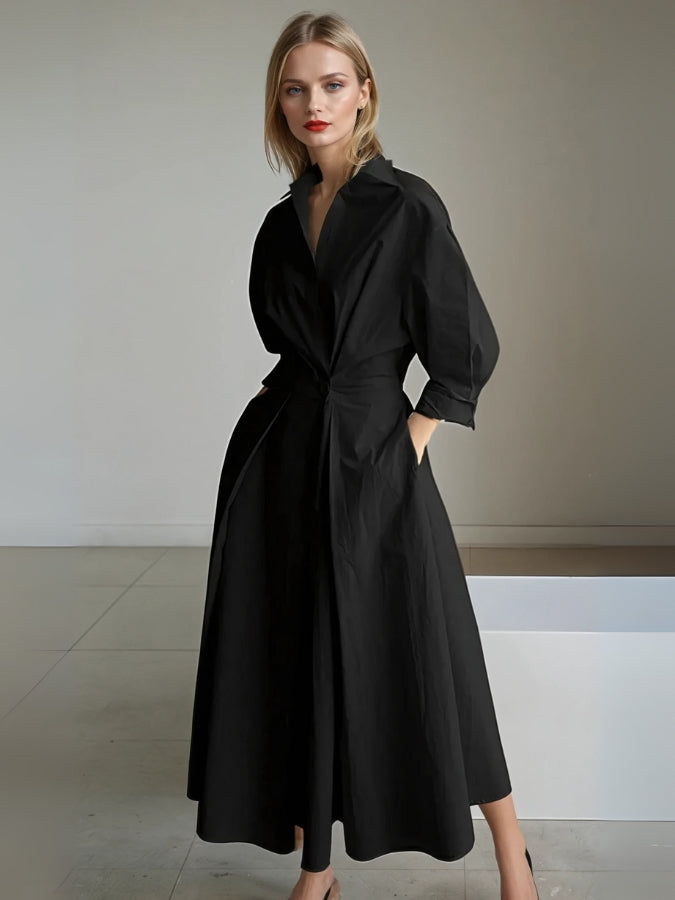 Stylish Pleated Shirt Dress