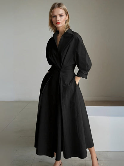 Stylish Pleated Shirt Dress