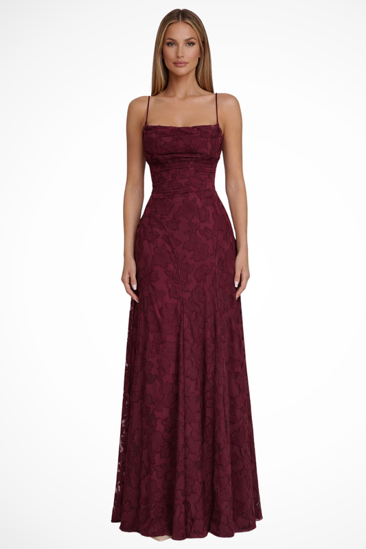 Women’s Lace Strap Backless Maxi Evening Dress