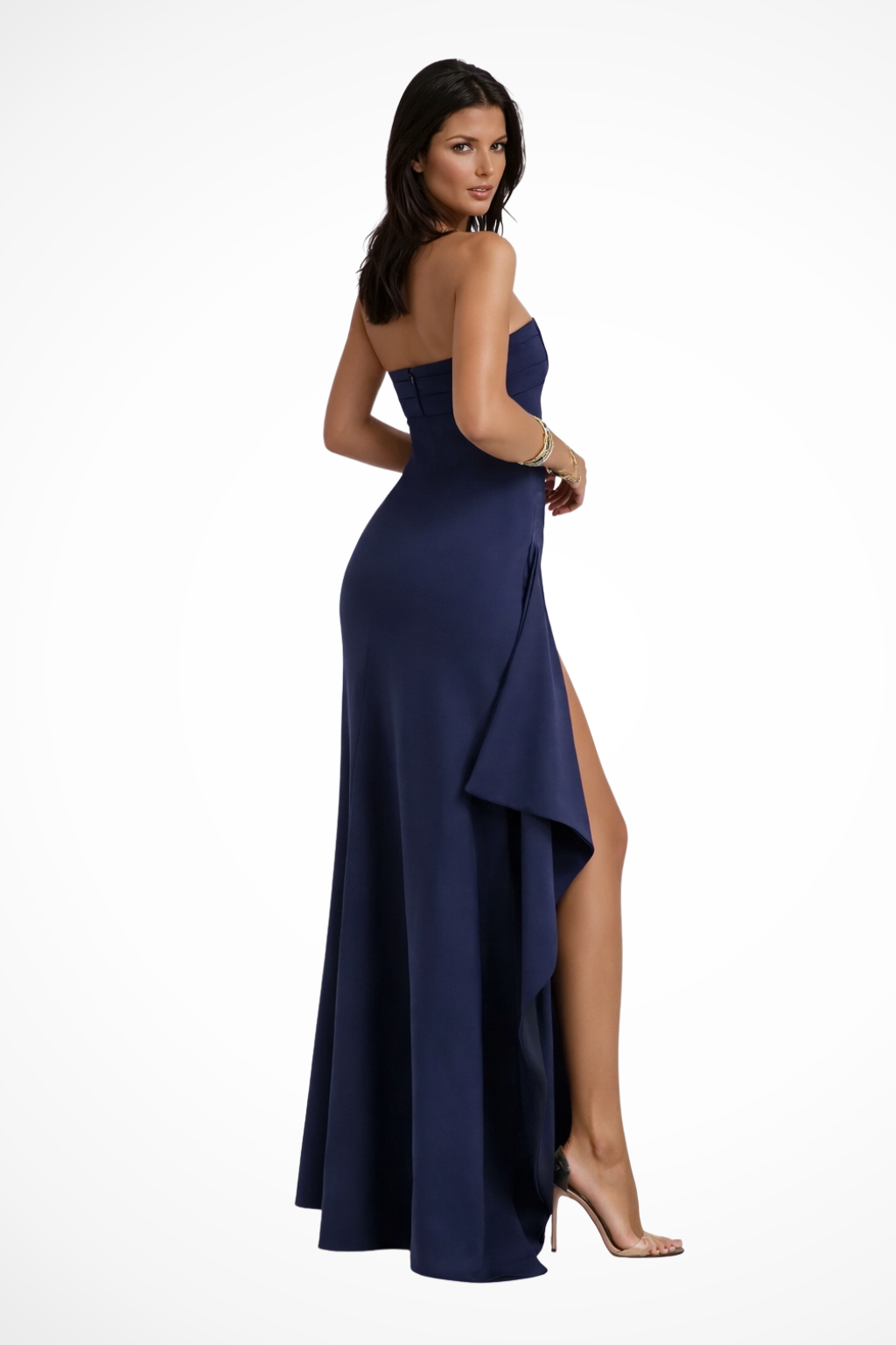 Women’s Strapless High Slit Evening Maxi Dress