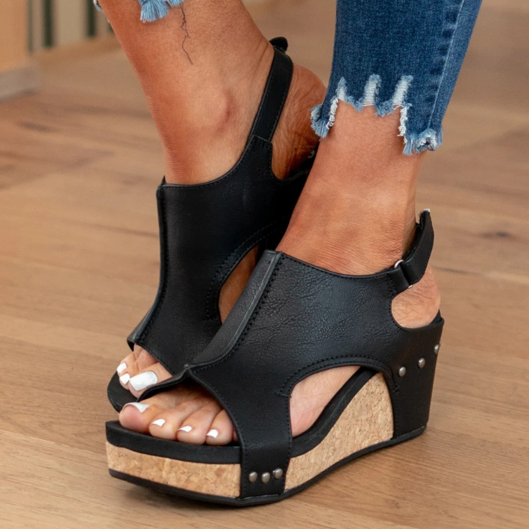 Cut-Out Wedge Open-Toe Sandals for Women