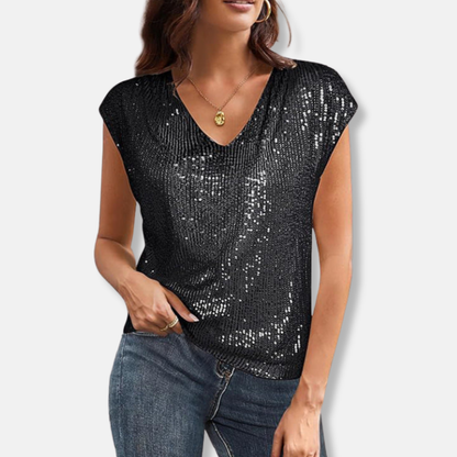 Women’s Sequin V-Neck Party Top