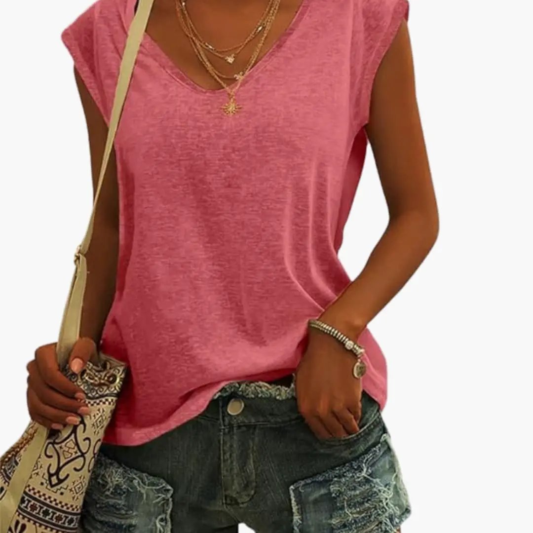 Relaxed Everyday V Neck Sleeveless Top for Women