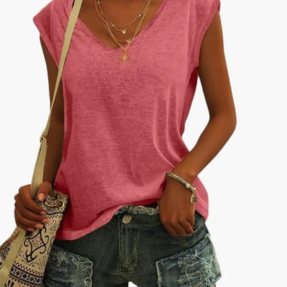 Relaxed Everyday V Neck Sleeveless Top for Women