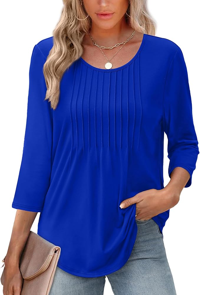 Structured 3/4 Sleeve Blouse for Women | Versatile Office Top