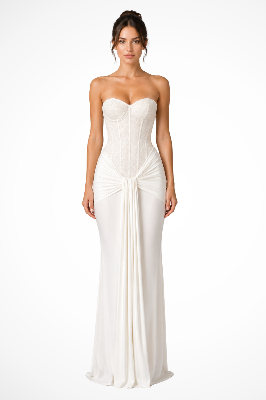 Women’s Sweetheart Neck Mermaid Gown with Draped Corset Bodice