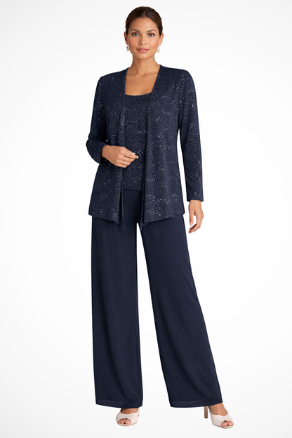 Sophisticated Sequin Three-Piece Pant Set for Women