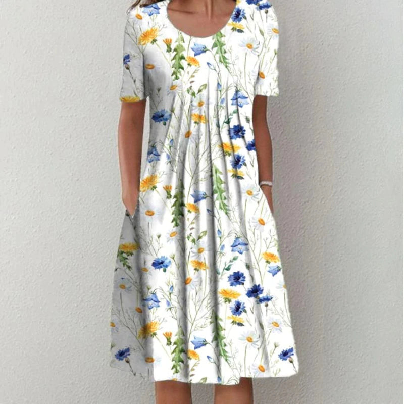 Women's Casual Floral Style Print Midi Dress