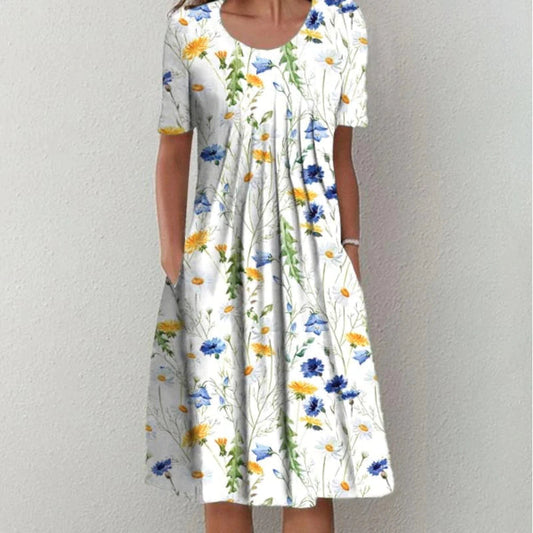 Women's Casual Floral Style Print Midi Dress