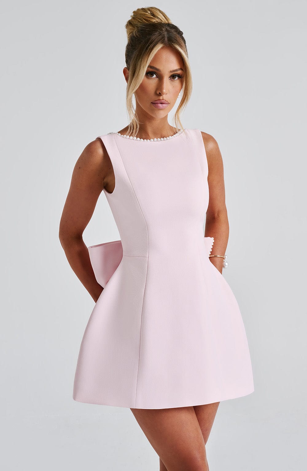 Elegant Open Back Bow Mini Dress for Women