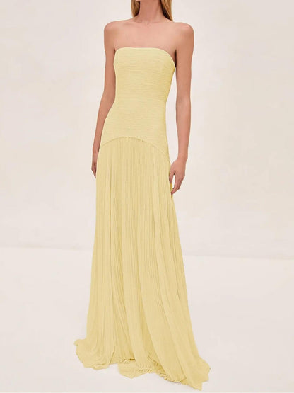 Ruby Strapless Pleated Maxi Dress for Women