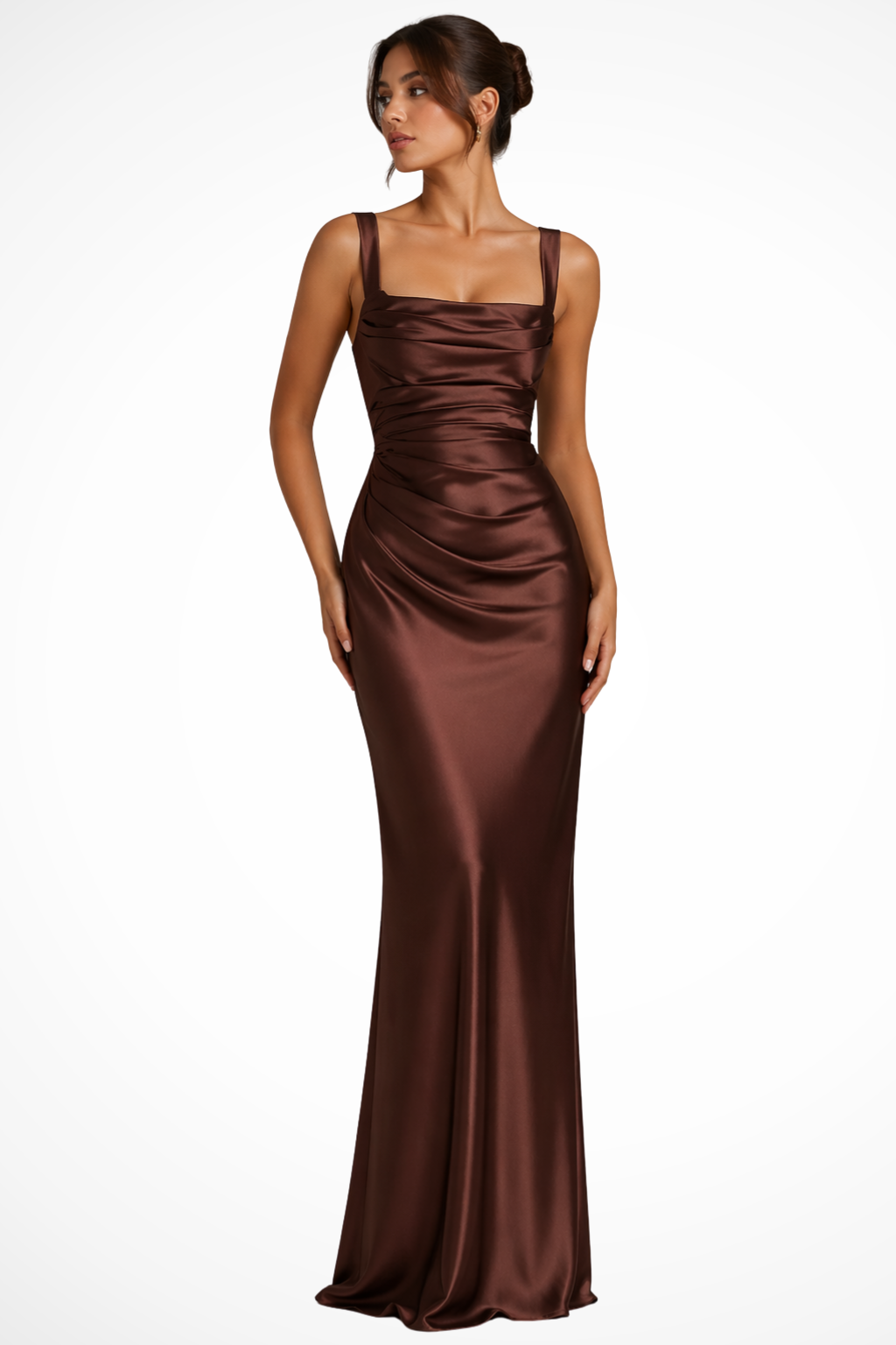 Evening Maxi Dress Gown for Women with Chic Scarf Detail
