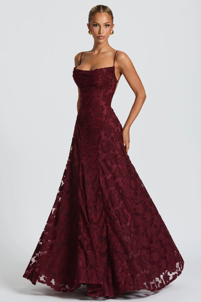 Women’s Floral Lace Mermaid Maxi Dress for Formal Occasions