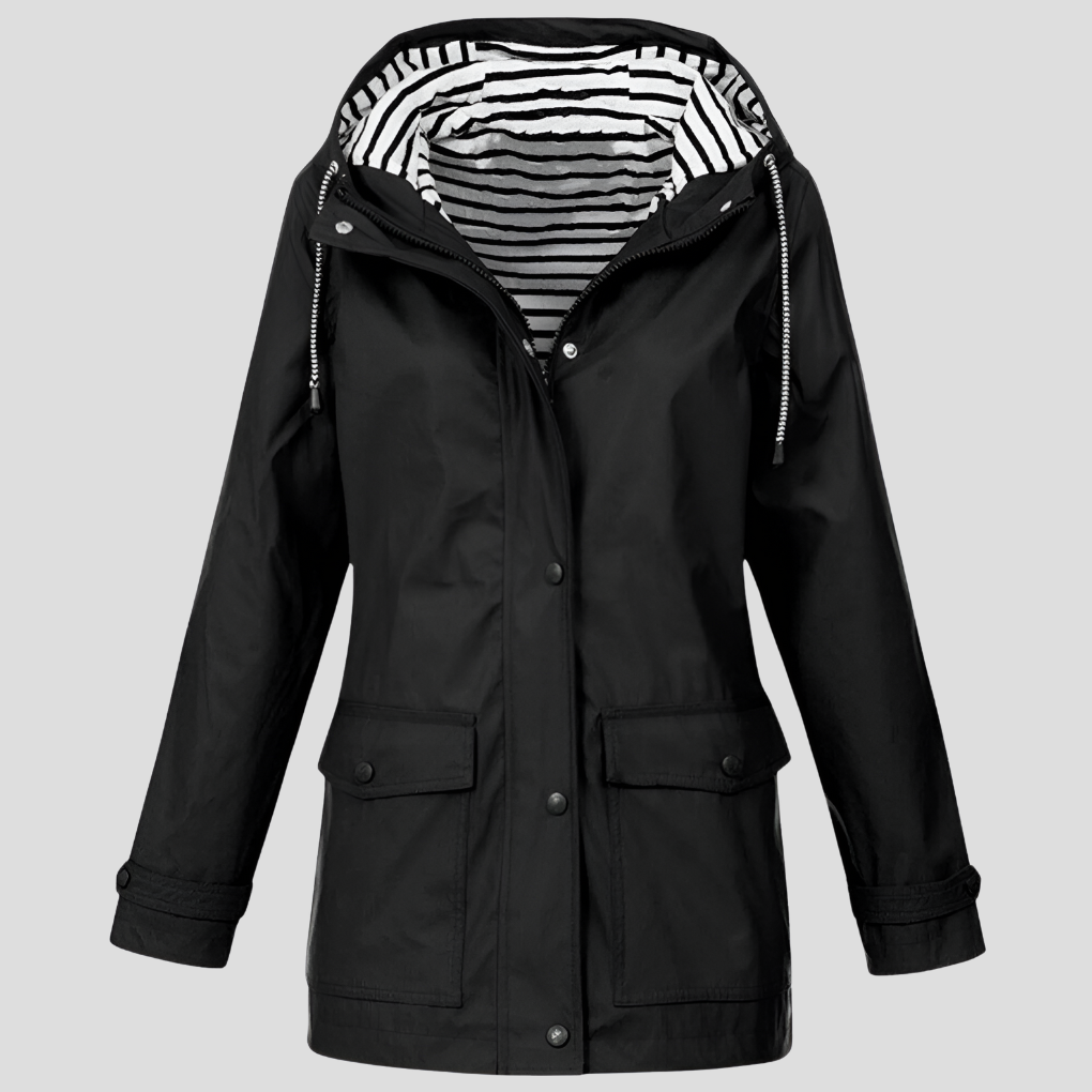 Women’s Hooded Waterproof Jacket with Front Pockets