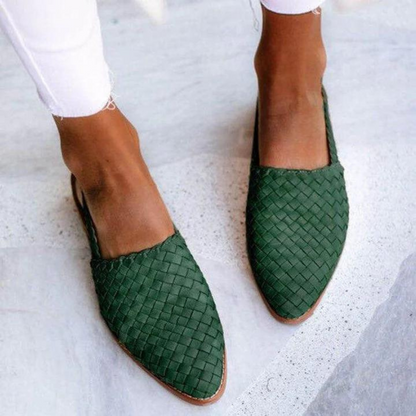 Women's Woven Pointed-Toe Flat Mule Loafers