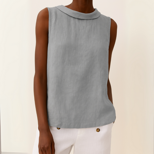 Elegant Sleeveless Top Roll Collar