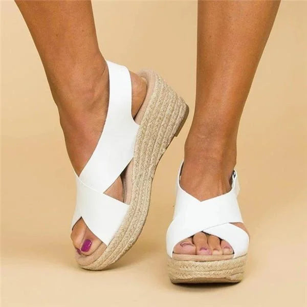 Cross Strap Wedge Espadrille Sandals for Women