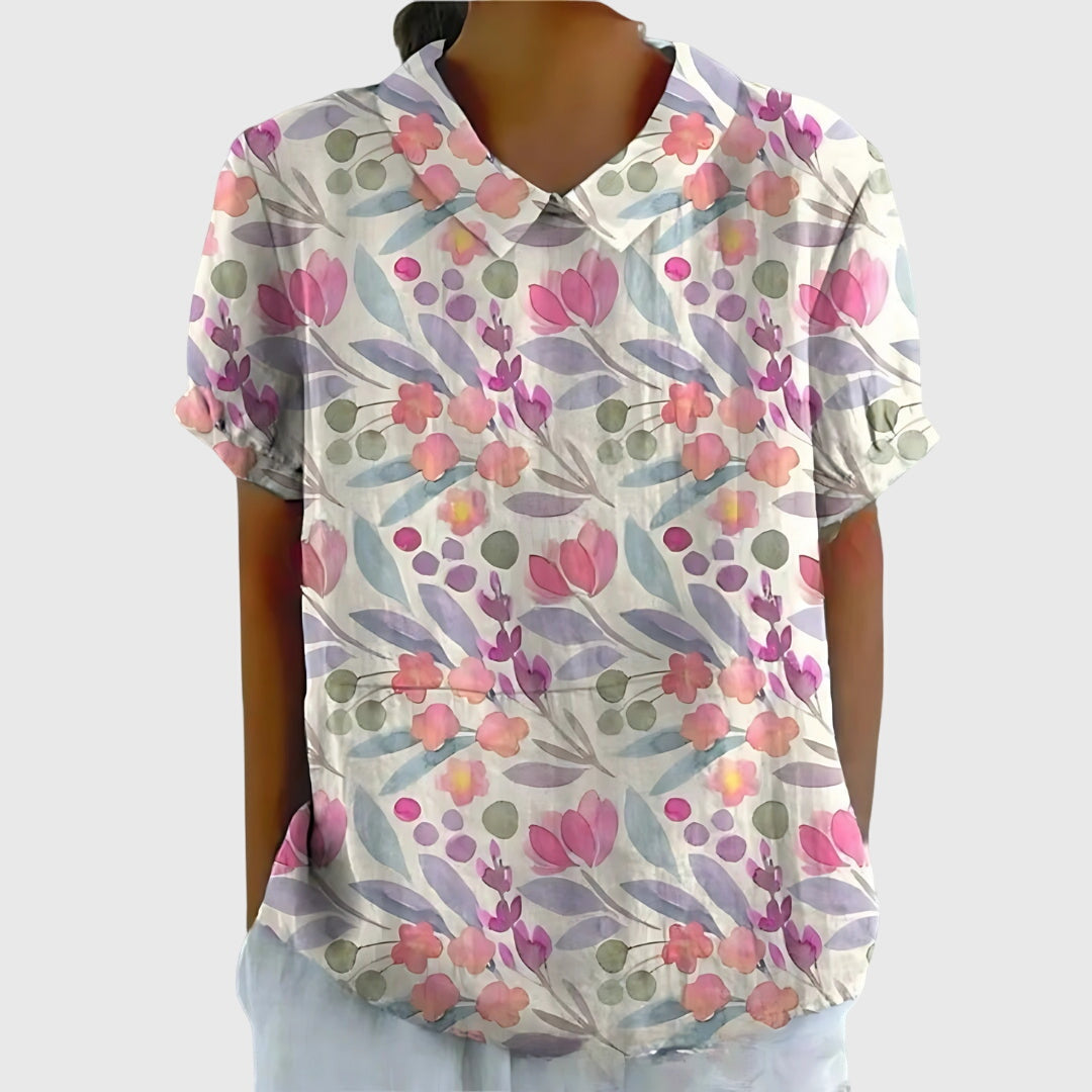 Jenna Floral Blouse for Women - Lightweight Casual Top