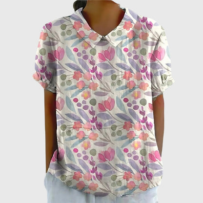 Jenna Floral Blouse for Women - Lightweight Casual Top