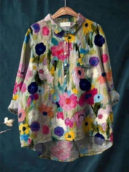 Casual Floral Long Sleeve Blouse Women