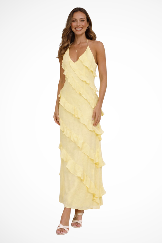Women’s Flowy Layered Ruffle Maxi Dress for Elegant Style