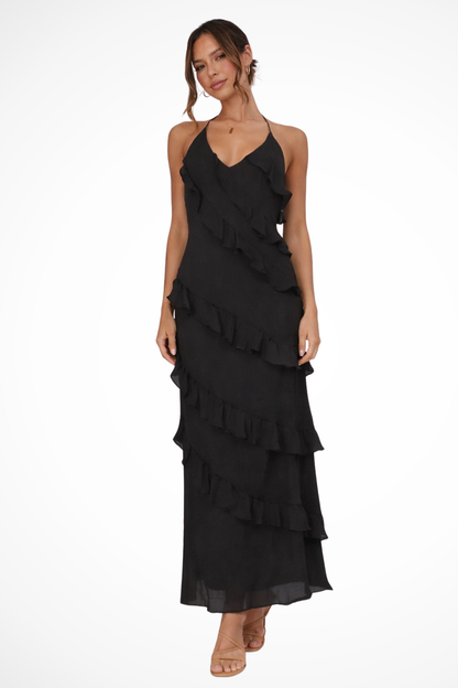 Women’s Flowy Layered Ruffle Maxi Dress for Elegant Style