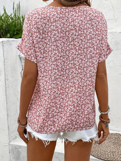 Women’s Floral Print Button-Front Blouse Summer Style