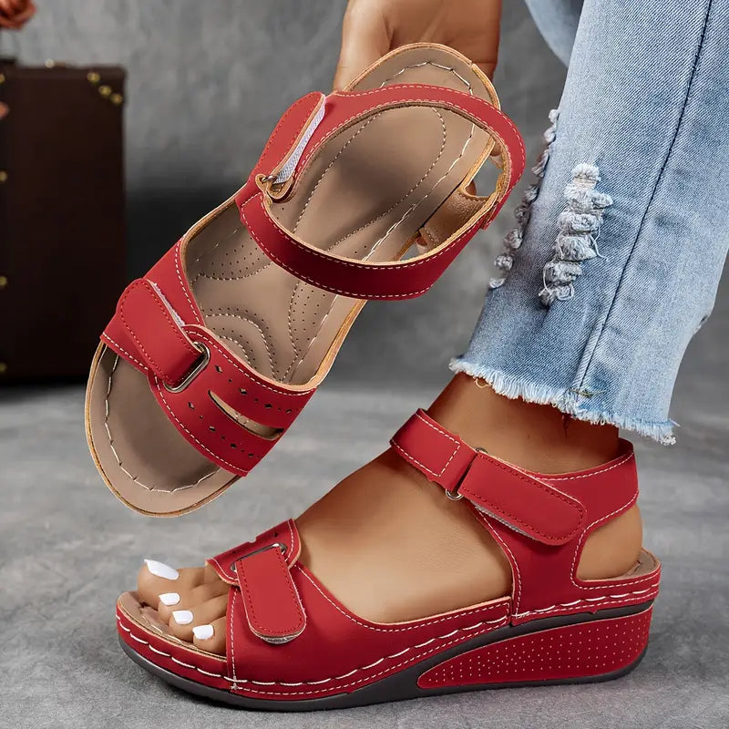 Casual Comfort Platform Sandals with Velcro Straps