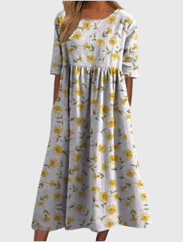 Embroidered Flowy Midi Dress for Women, Multiple Colors