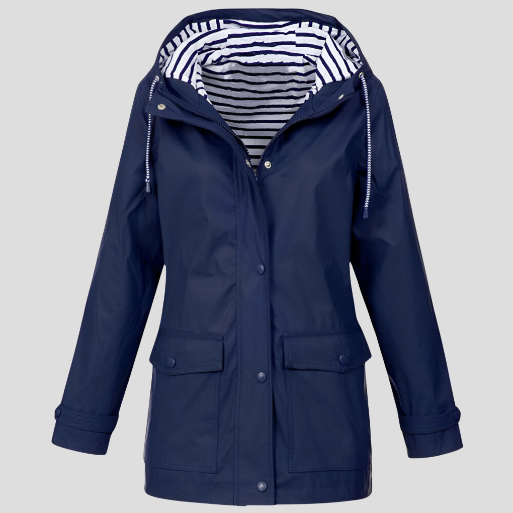 Women’s Hooded Waterproof Jacket with Front Pockets