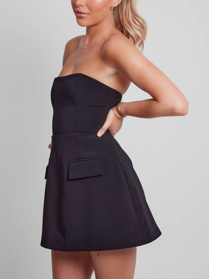 Women's Strapless Dress with Chic Elegant Neckline