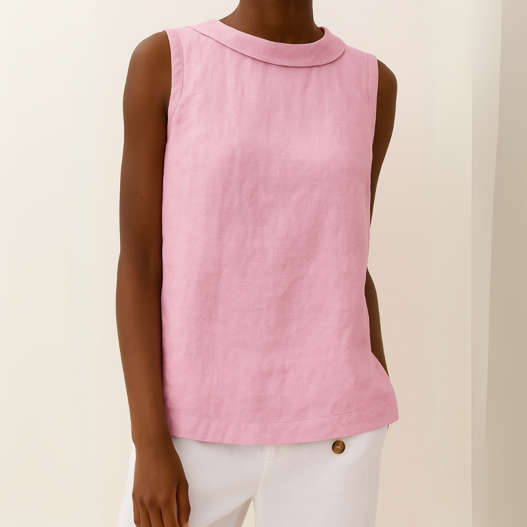 Maria Sleeveless Roll Collar Top for Women, Summer