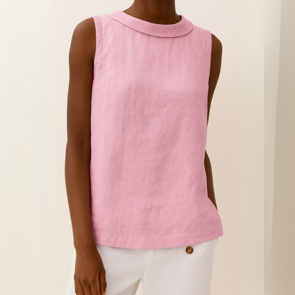 Maria Sleeveless Roll Collar Top for Women, Summer